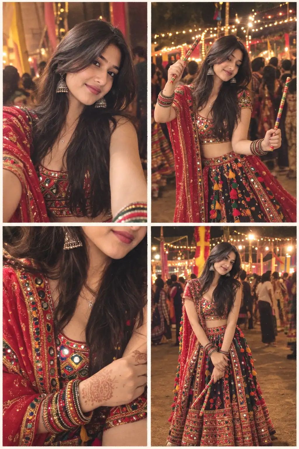 Example result for Navratri 4-Photo Collage AI Prompt – Garba Photo Diary AI image prompt