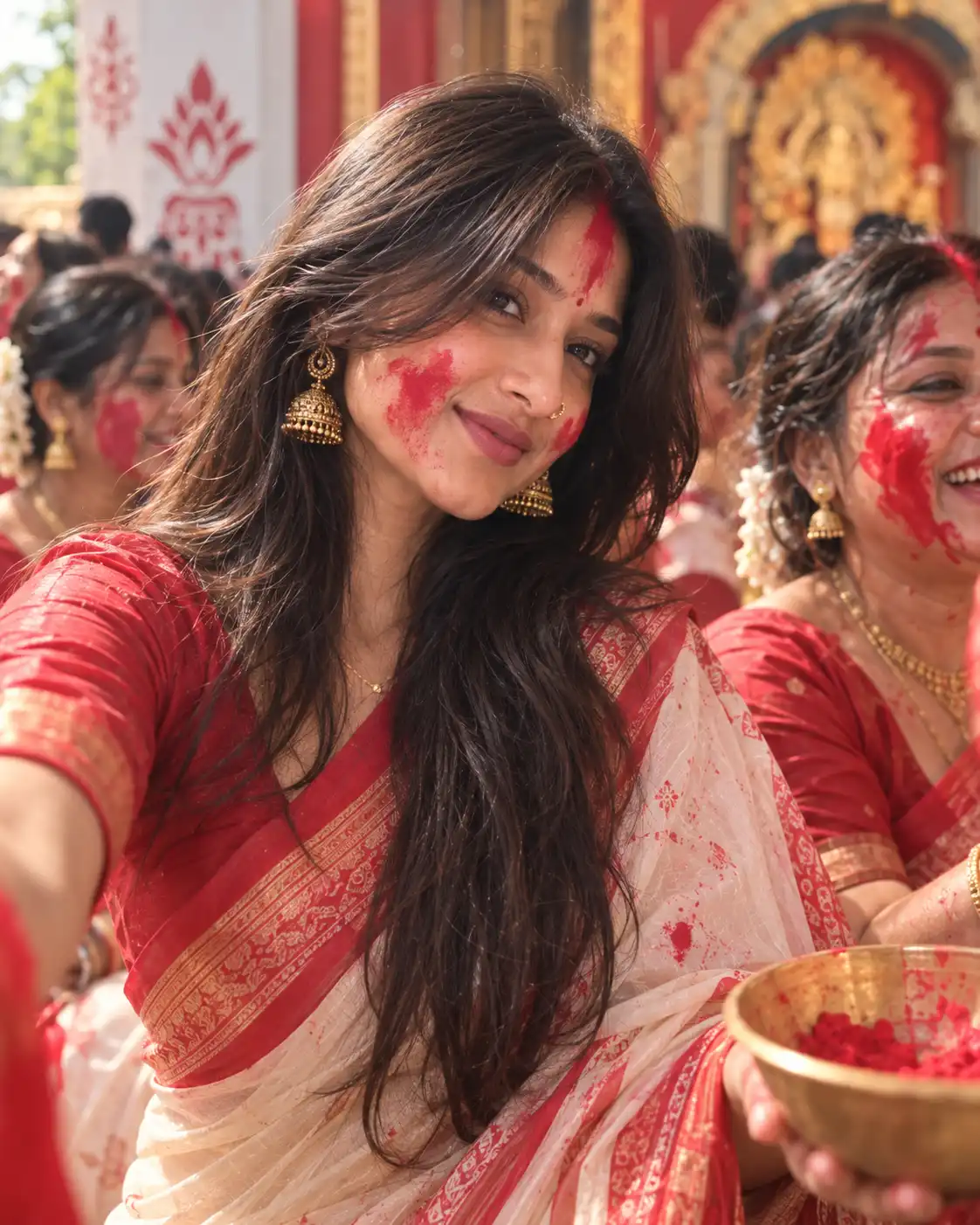 Example result for Navratri Sindoor Khela AI Photo Prompt – Real Girl Close-Up AI image prompt