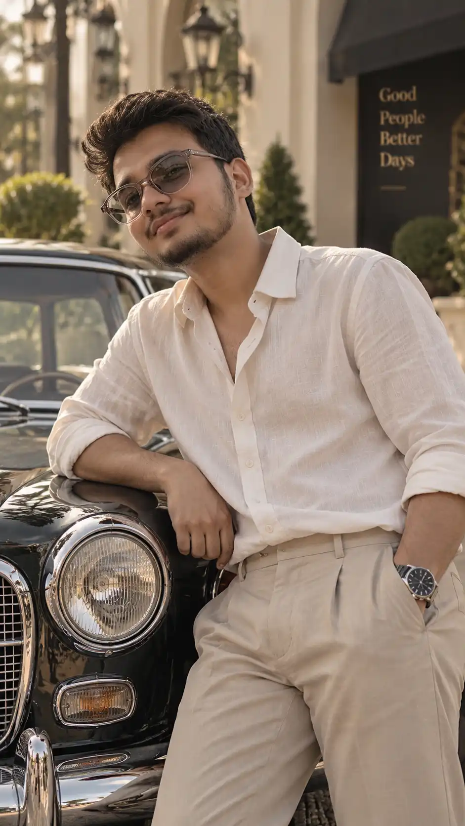 Example result for Luxury Aesthetic Boys Prompt 2026 - Classic Car Gentleman | Viral DP AI image prompt