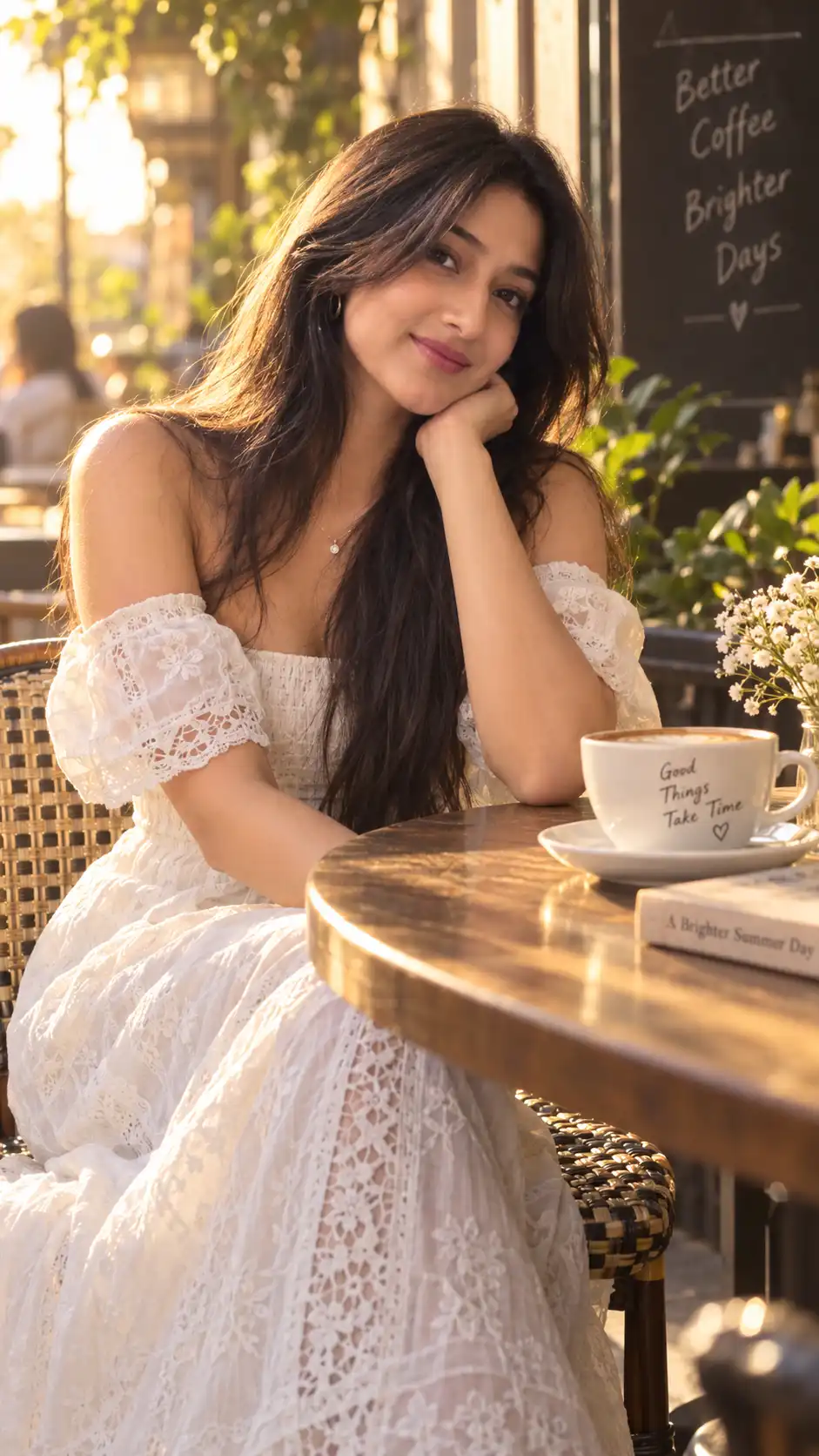 Example result for Aesthetic Girls Prompt 2026 - Golden Hour Cafe | Instagram Viral AI image prompt