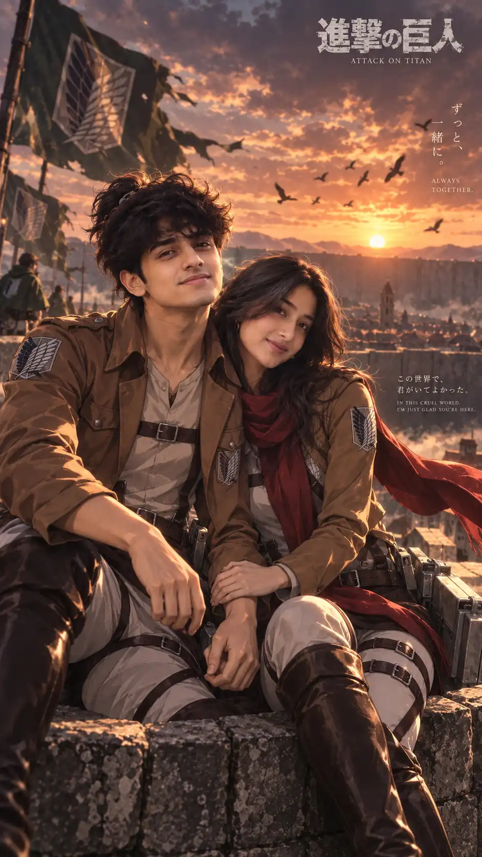 Example result for Anime Couple Prompt 2026 - Eren x Mikasa AOT Realistic | Viral AI image prompt