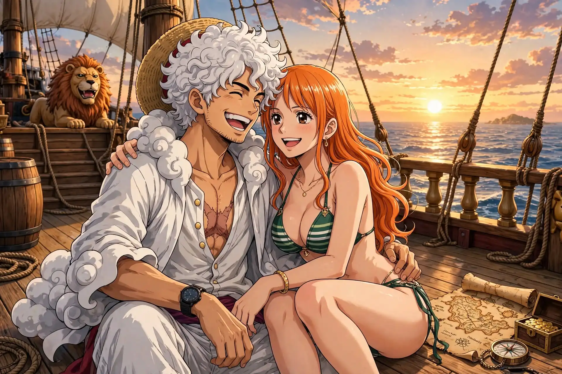 Example result for One Piece Couple Prompt 2026 - Luffy x Nami Realistic | Viral Ship AI image prompt