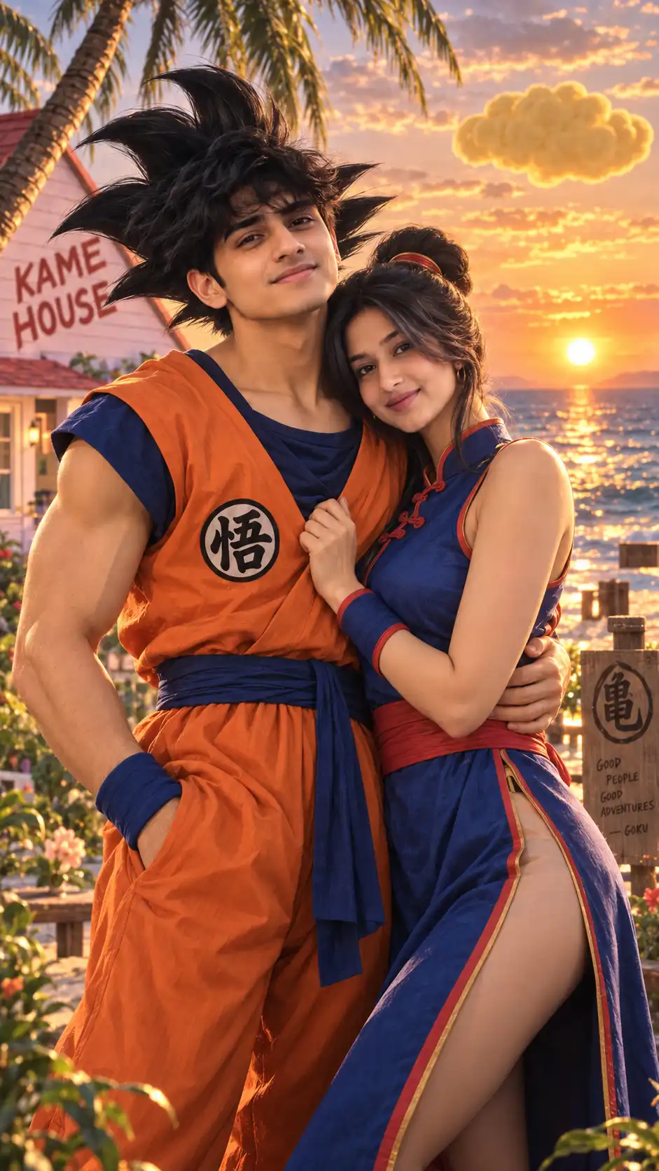 Example result for Dragon Ball Couple Prompt 2026 - Goku x ChiChi Realistic | Legendary AI image prompt