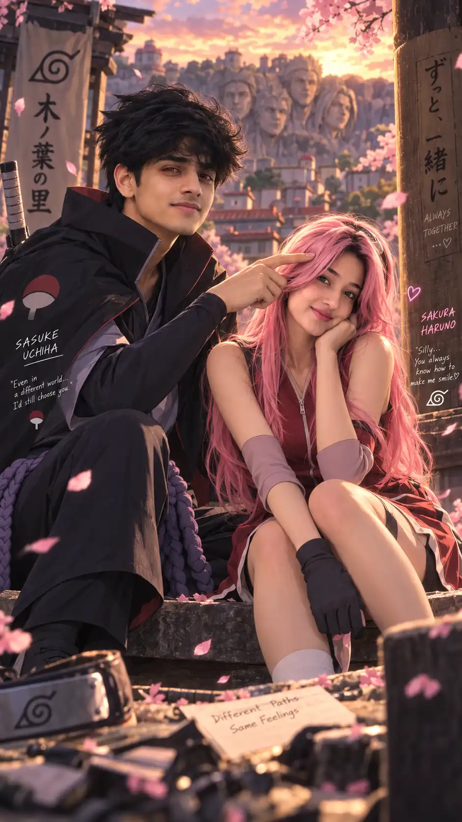 Example result for Naruto Couple Prompt 2026 - Sasuke x Sakura Realistic | Viral AI image prompt