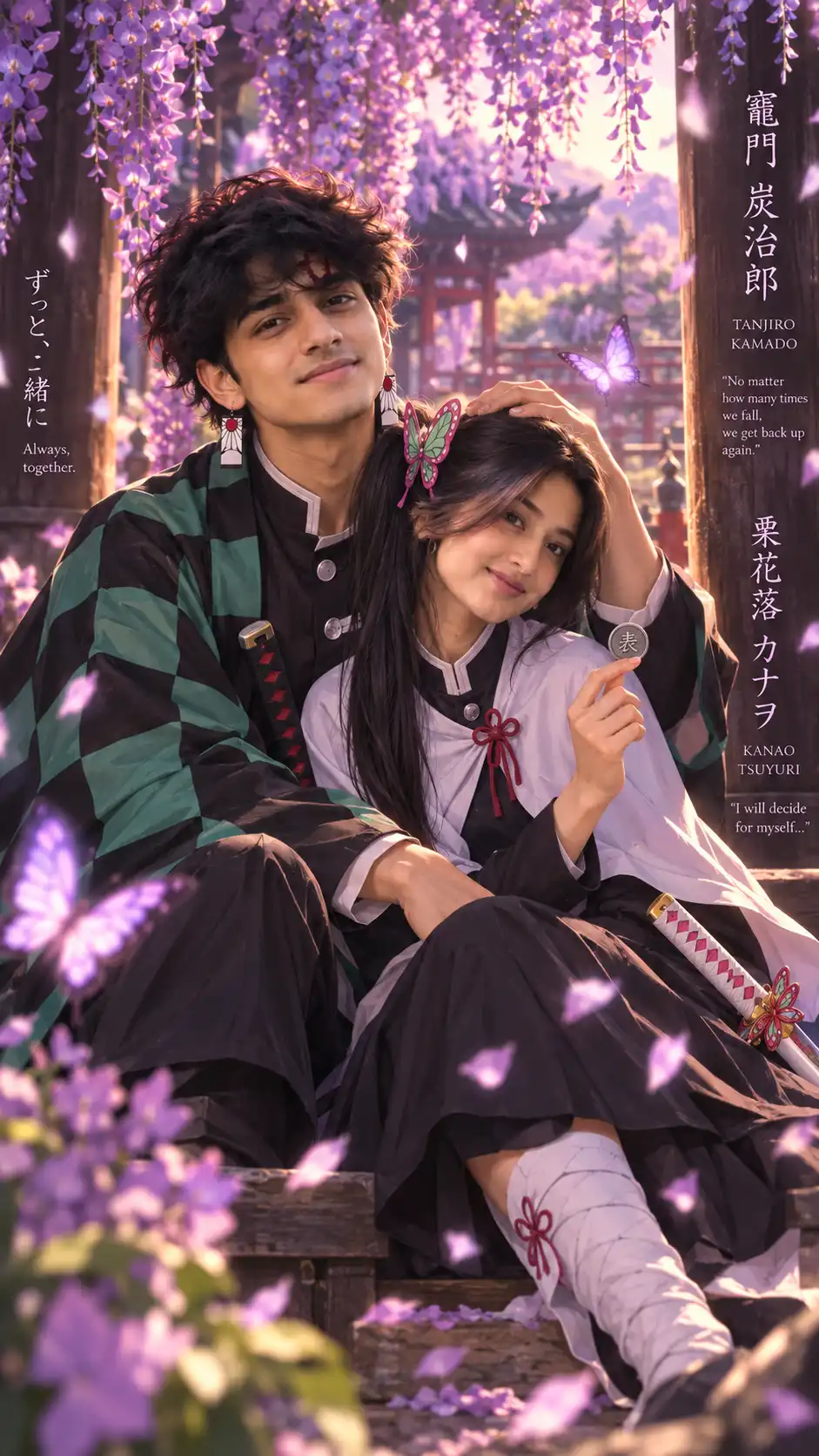 Example result for Demon Slayer Couple Prompt 2026 - Tanjiro x Kanao Realistic | Viral Ship AI image prompt