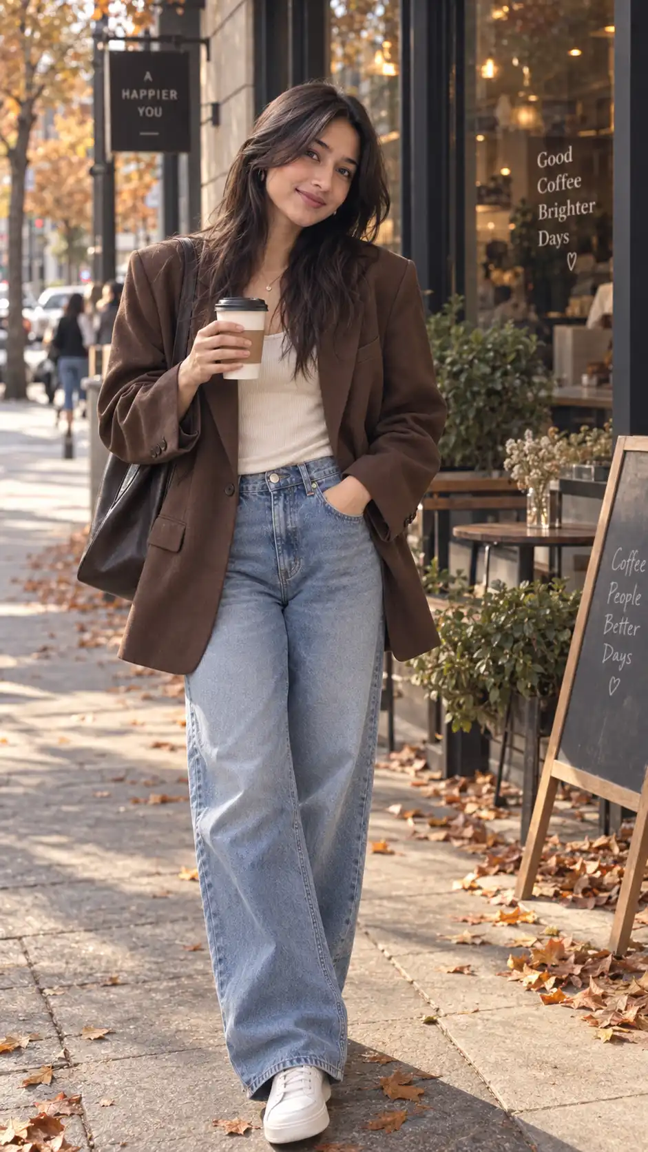 Example result for Brown Blazer Outfits for Women Prompt 2026 - Fall Brown Blazer Aesthetic AI image prompt