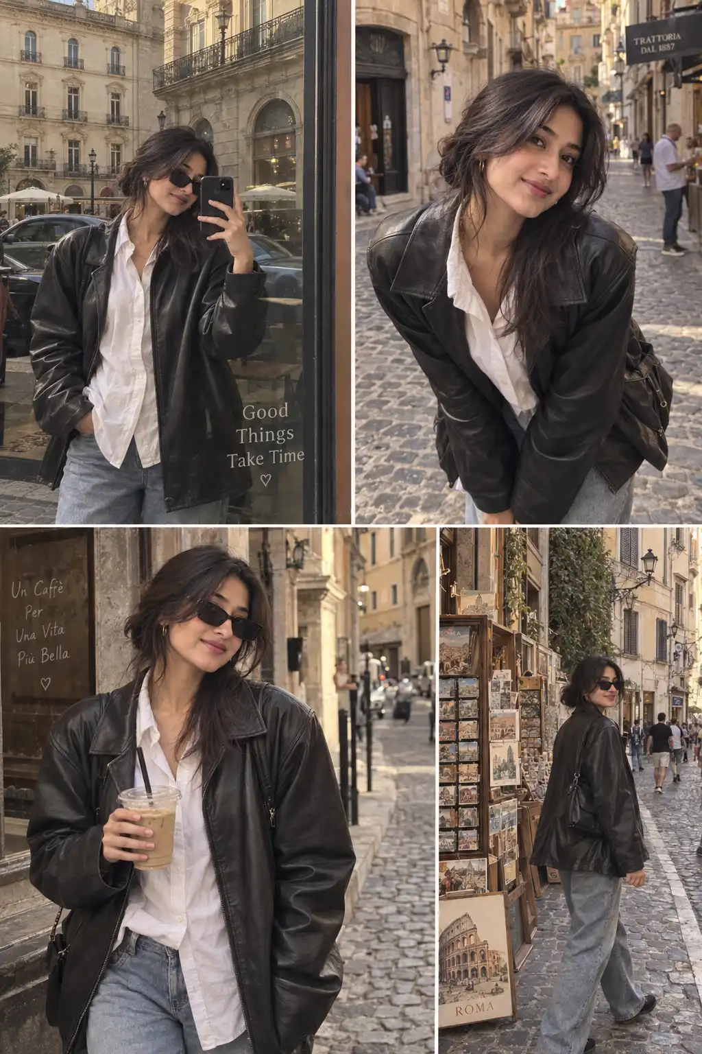 Example result for European Street Style 4-Photo Collage AI image prompt