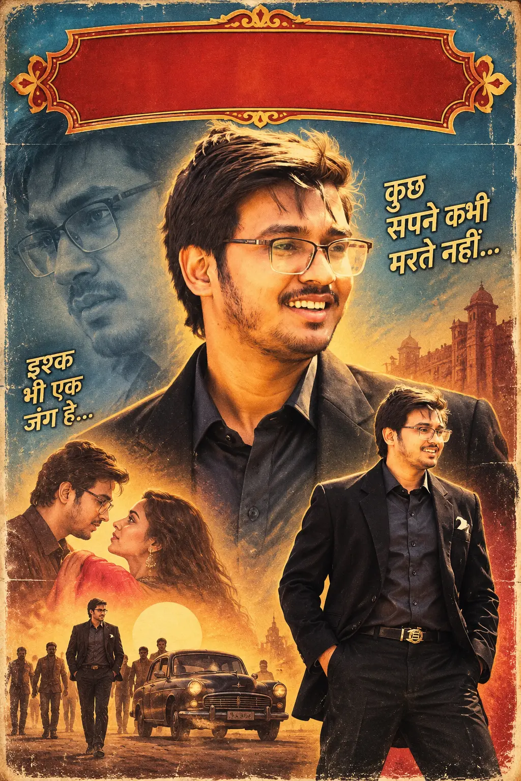 Example result for 90s Bollywood Hero Poster AI image prompt