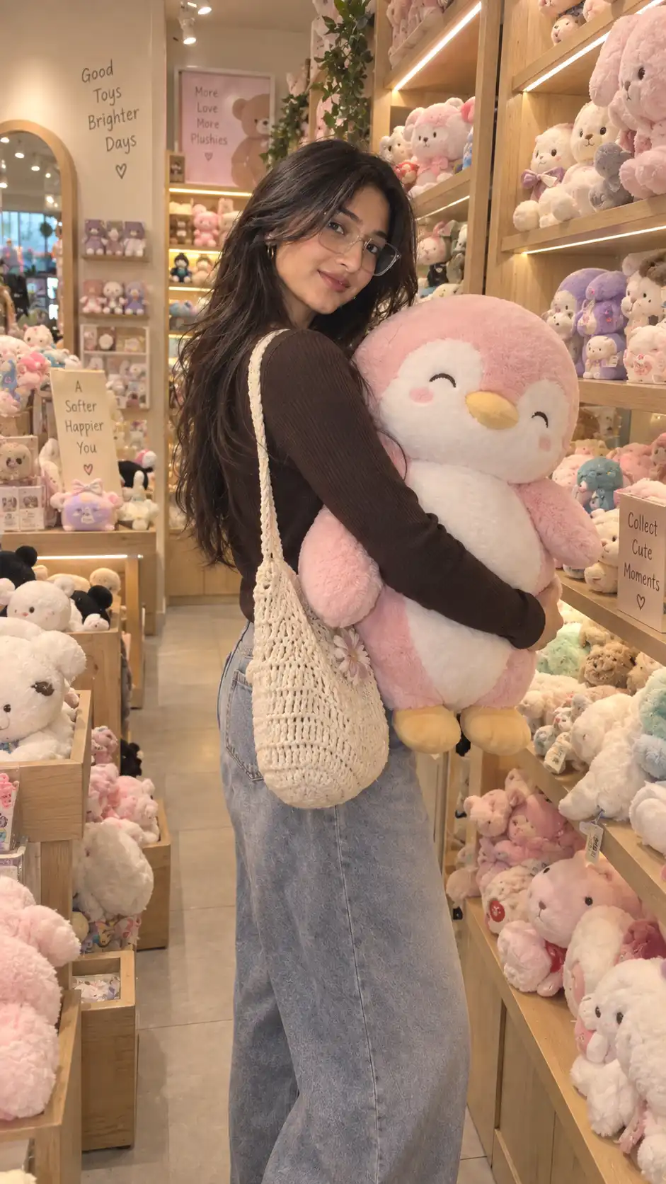 Example result for Cute Plush Toy Store Pink Penguin Photo AI image prompt