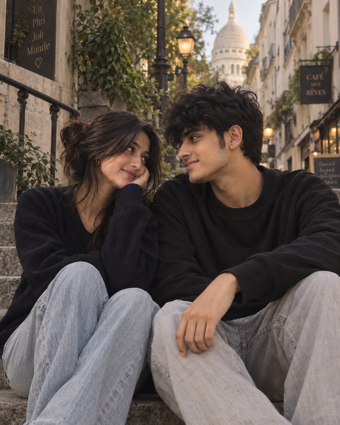 Example result for Soft Love Aesthetic Couple AI image prompt