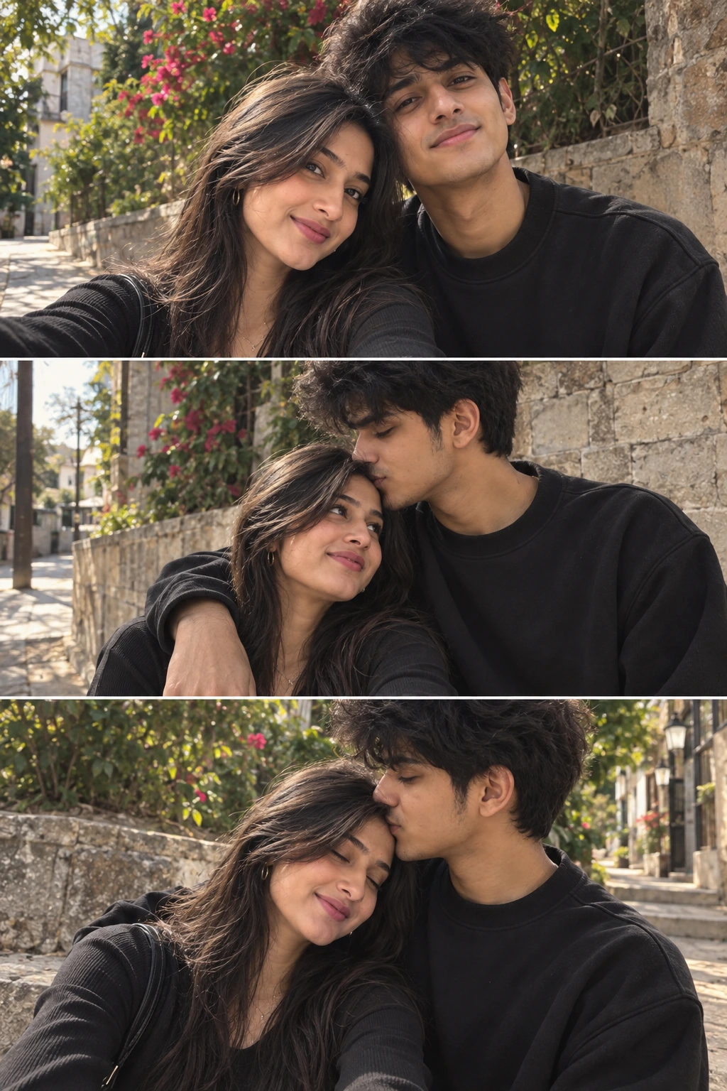 Example result for Cute Couple Selfie Collage AI image prompt